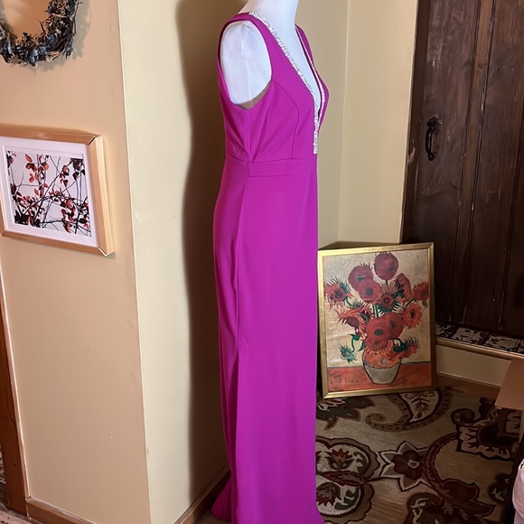 LULUS sz XL Stunned By You Mermaid Maxi Dress Rhinestone Deep VNeck Stretch NEW - Picture 6 of 16